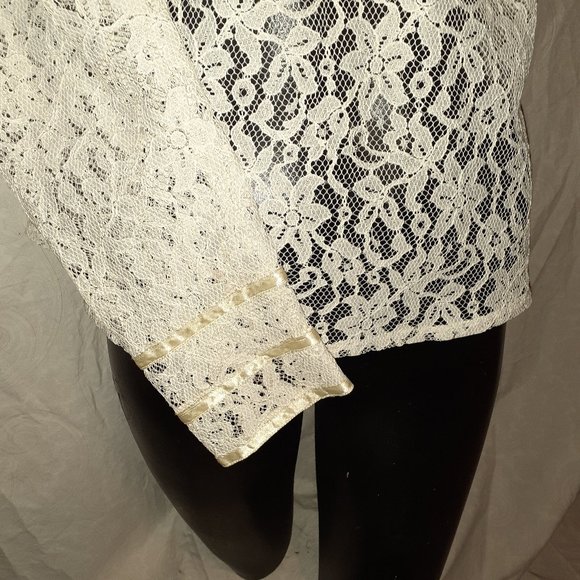 70s vintage lace high collar prairie blouse - Picture 2 of 3
